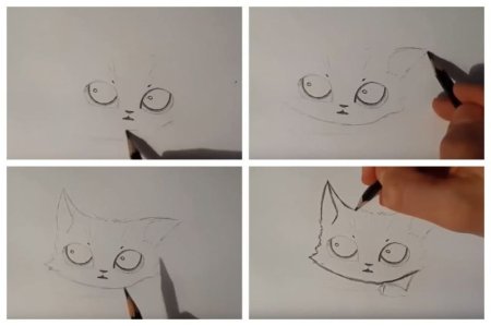 Лёгкий рисунок котёнка для срисовки