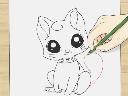 Рисунок котика в кружке легко