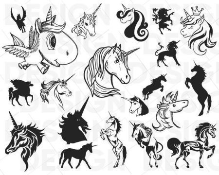 Тату Единорог эскизы маленькие