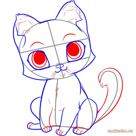 Котёнок рисунок лёгкий