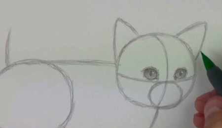 Котёнок рисунок лёгкий