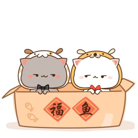 Котики Чиби серый и белый