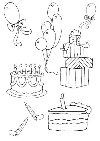 Раскраска Китти с днем рождения
