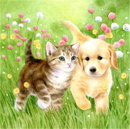 Щенок и котенок