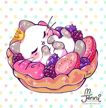 Кавайные котики с едой