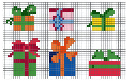 Рисунки по клеточкам новогодние