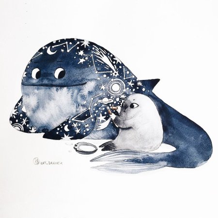 Тюлень акварелью