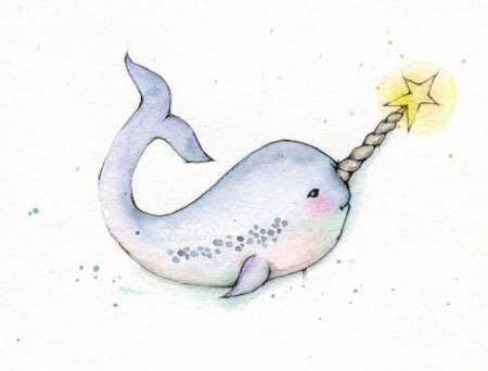 Дельфин с рогом единорога