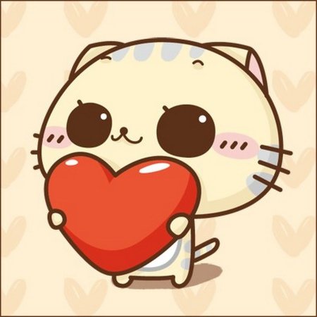 Котик с сердечком арт