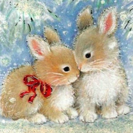 Открытки зимних зайчиков
