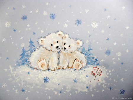 Новогодние открытки с медвежатами