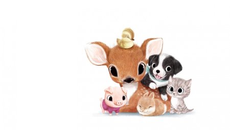 Милые зверьки на белом фоне