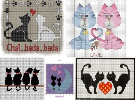 Рисунки по клеточкам два кота