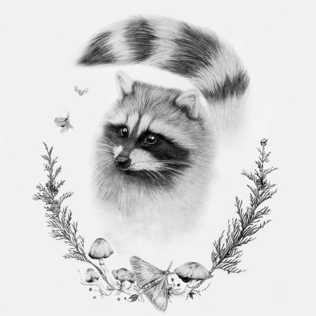 Енотик рисунок карандашом