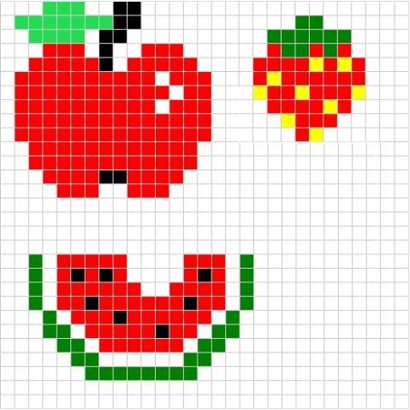Рисование по клеточкам фрукты и ягоды