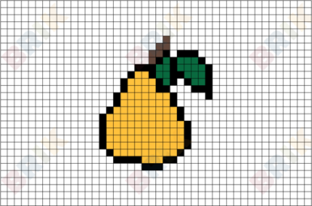 Груша по клеточкам в тетради