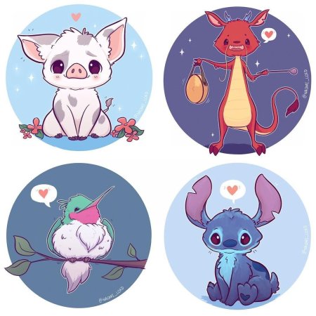 Стикеры Чиби животные Наоми Лорд