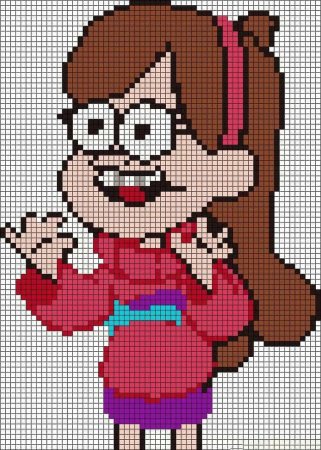 Рисунки по клеточкам Мейбл из Гравити Фолз