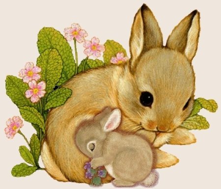 Зайчонок с мамой