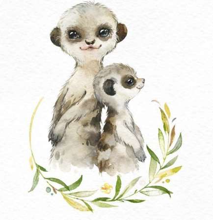 Милые Акварельные животные