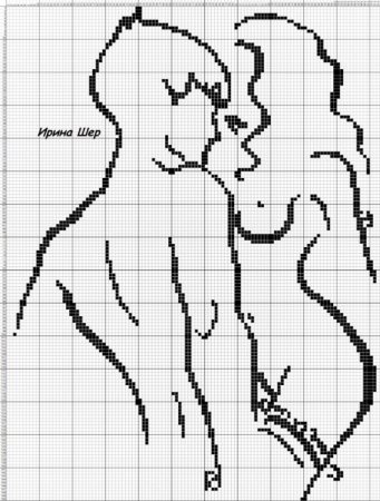 Монохромная вышивка пара