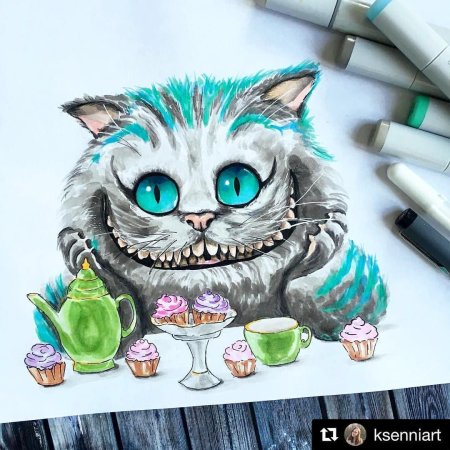 Чеширский кот маркерами