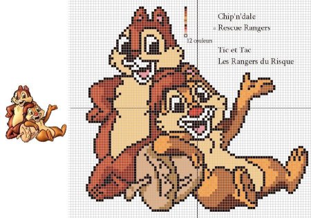 Вышивание крестиком чип и Дейл