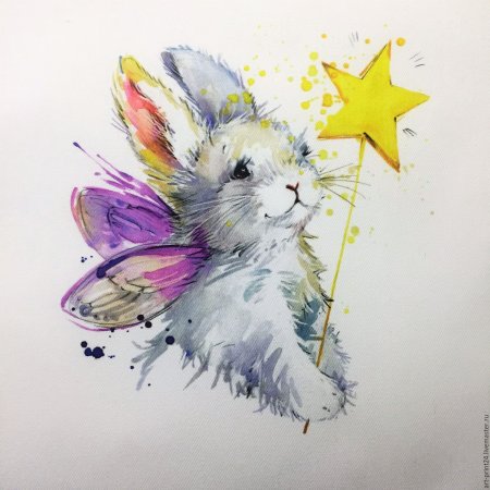 Зайчонок акварель