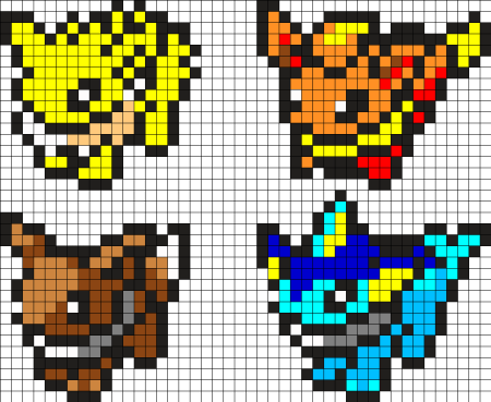 Покемоны по клеточкам маленькие