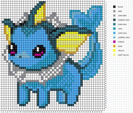 Вапореон пиксель арт