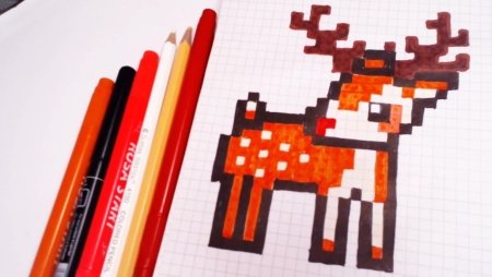 Рисование по клеткам олень