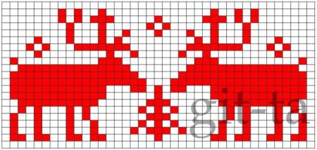 Новогодний олень по клеткам