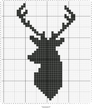 Олень по клеточкам в тетради