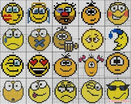 Рисунки по клеточкам смайлы