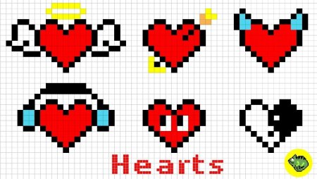 Рисунки по клеточкам сердечки