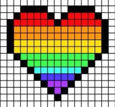 Сердце по клеточкам в тетради