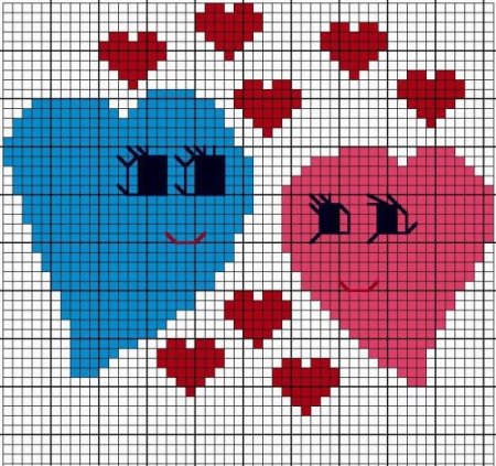 Рисунки по клеточкам сердечки маленькие красивые и легкие