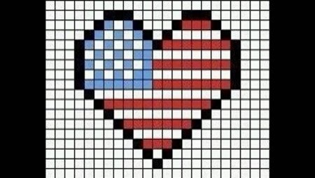 Сердце по клеточкам в тетради