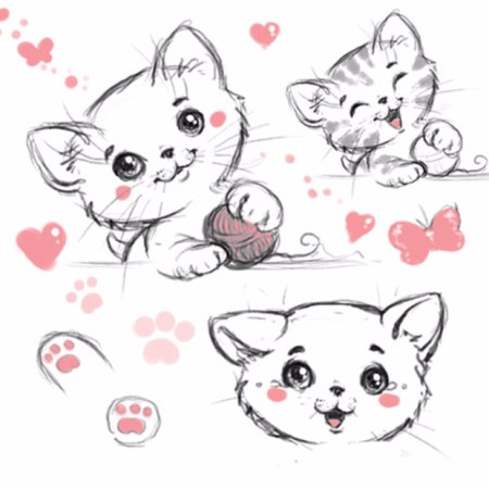 Котики для срисовки карандашом