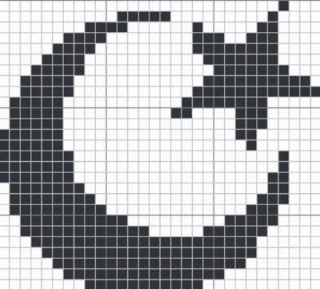 Луна по клеточкам в тетради