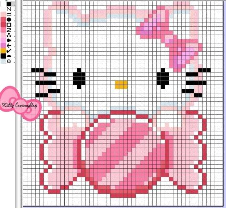 Вышивка по клеточкам маленькая Хеллоу Китти