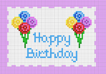 Рисунки по клеточкам на день рождения