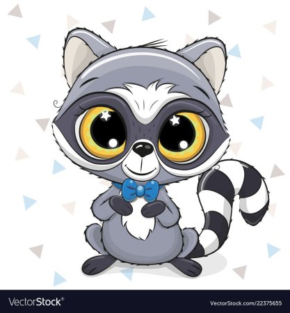 Енот на белом фоне мультяшный