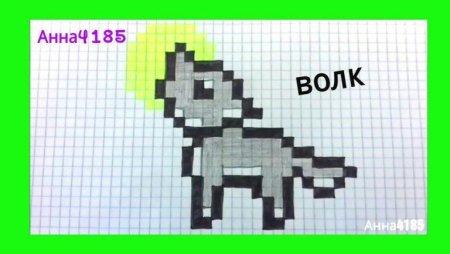 Рисунки по клеточкам волк маленький