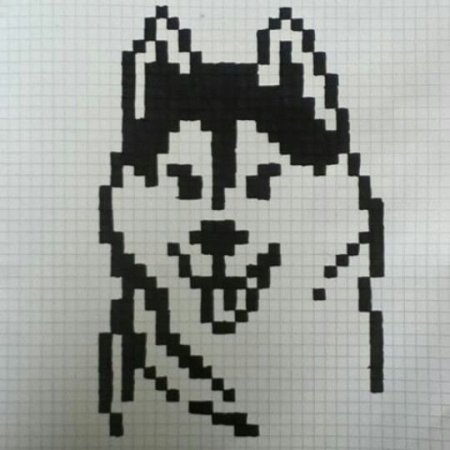 Собака по клеточкам в тетради