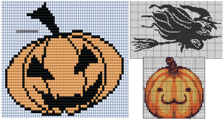 Тыква по клеточкам на Хэллоуин