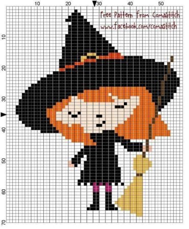 Схема вышивки крестом ведьма