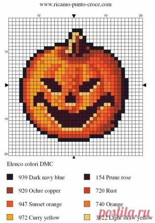 Вышивка тыквы на Хэллоуин
