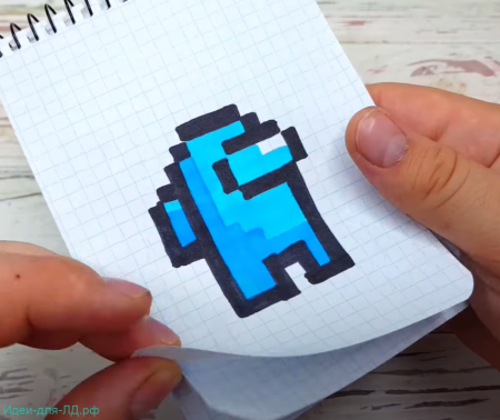 Among us по клеточкам в тетради