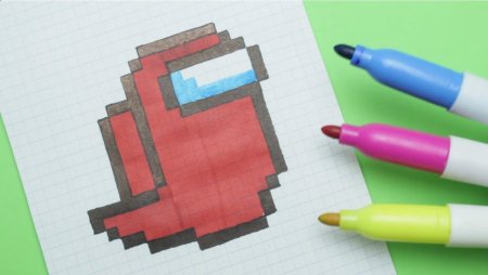 Амонг АС привидение по клеточкам